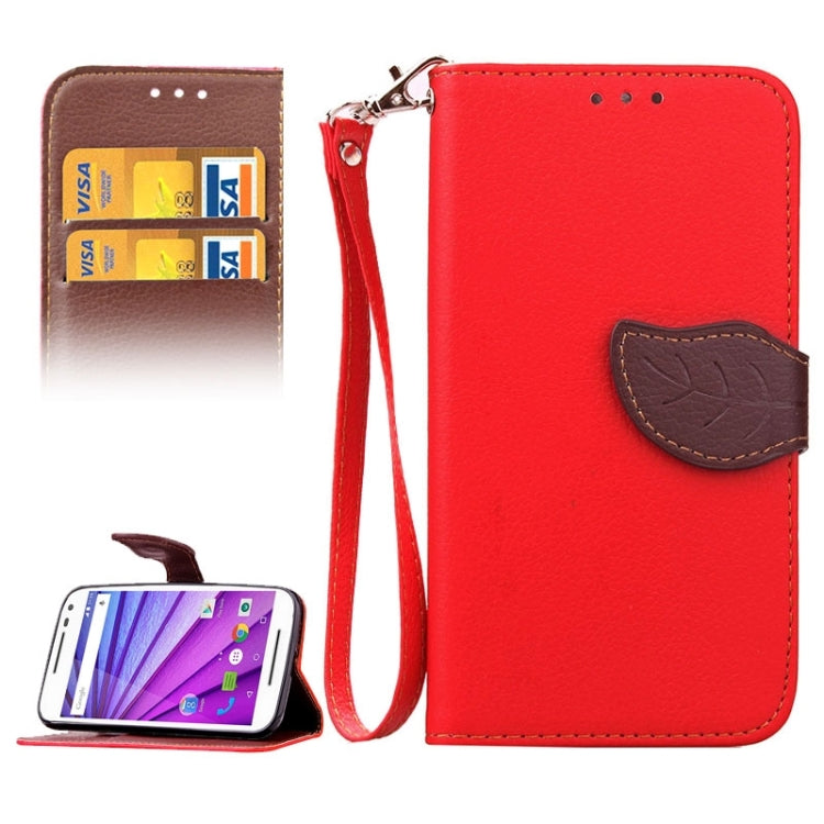 Litchi Texture Leaf Buckle Horizontal Flip Leather Case with Card Slots & Holder & Wallet & Lanyard for Motorola Moto G(3rd Gen.)