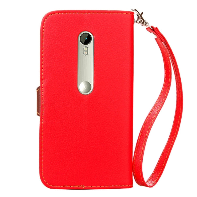 Litchi Texture Leaf Buckle Horizontal Flip Leather Case with Card Slots & Holder & Wallet & Lanyard for Motorola Moto G(3rd Gen.)