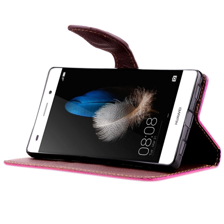 Leaf Magnetic Snap Litchi Texture Horizontal Flip Leather Case with Card Slots & Holder & Wallet & Lanyard for Huawei P8 Lite
