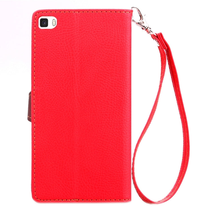 Leaf Magnetic Snap Litchi Texture Horizontal Flip Leather Case with Card Slots & Holder & Wallet & Lanyard for Huawei P8 Lite