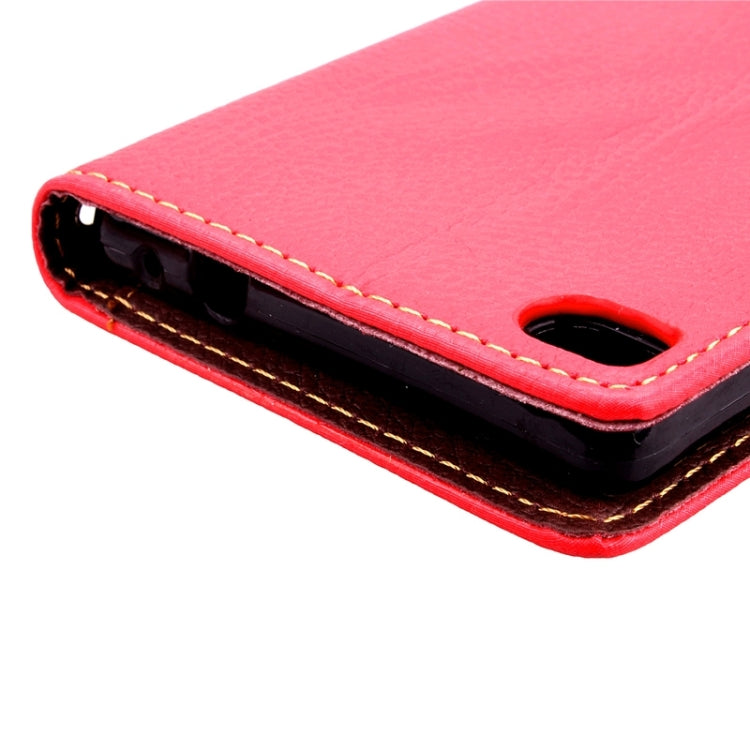 Leaf Magnetic Snap Litchi Texture Horizontal Flip Leather Case with Card Slots & Holder & Wallet & Lanyard for Huawei P8 Lite