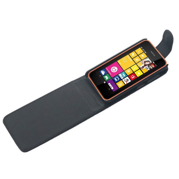 Vertical Flip Leather Case for Nokia Lumia 530(Black)