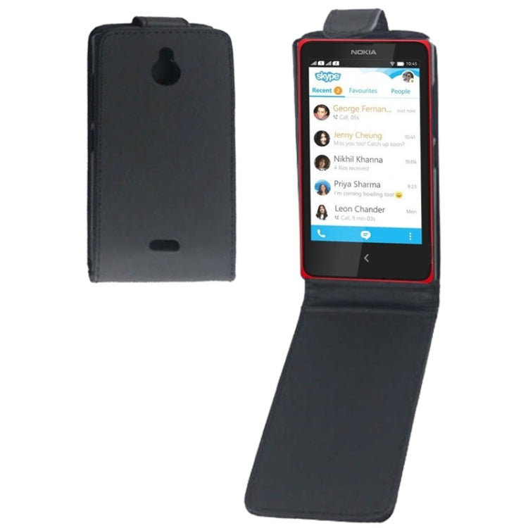 Vertical Flip Leather Case for Nokia X2(Black)