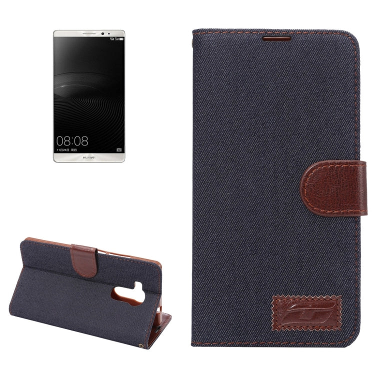 For Huawei  Ascend Mate 8 Denim Texture Magnetic Snap Flip Leather Case with Card Slots & Holder