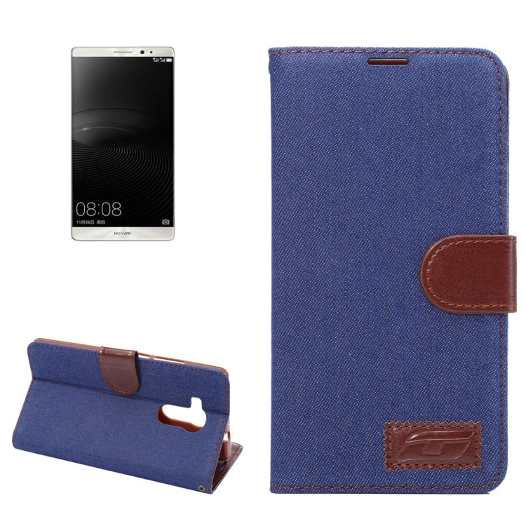 For Huawei  Ascend Mate 8 Denim Texture Magnetic Snap Flip Leather Case with Card Slots & Holder