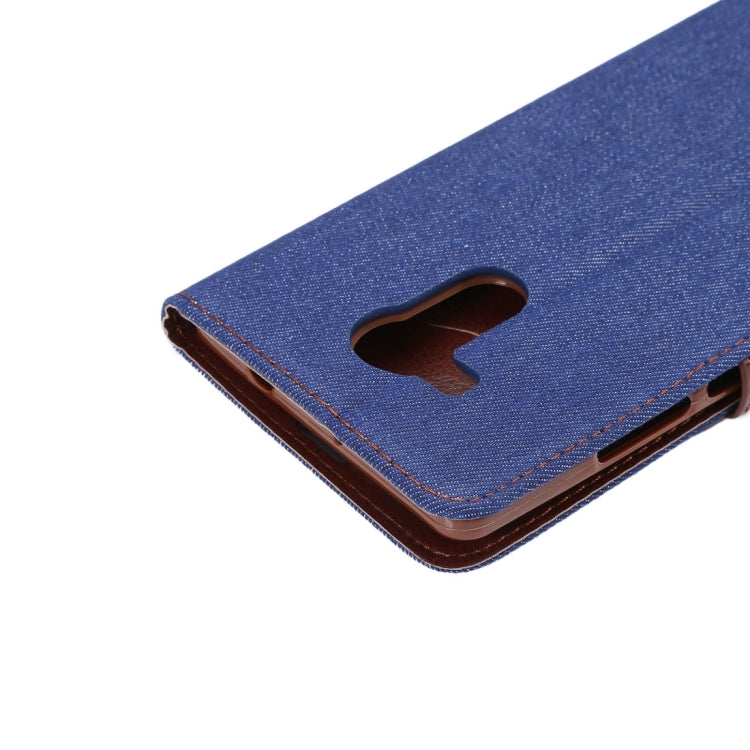 For Huawei  Ascend Mate 8 Denim Texture Magnetic Snap Flip Leather Case with Card Slots & Holder