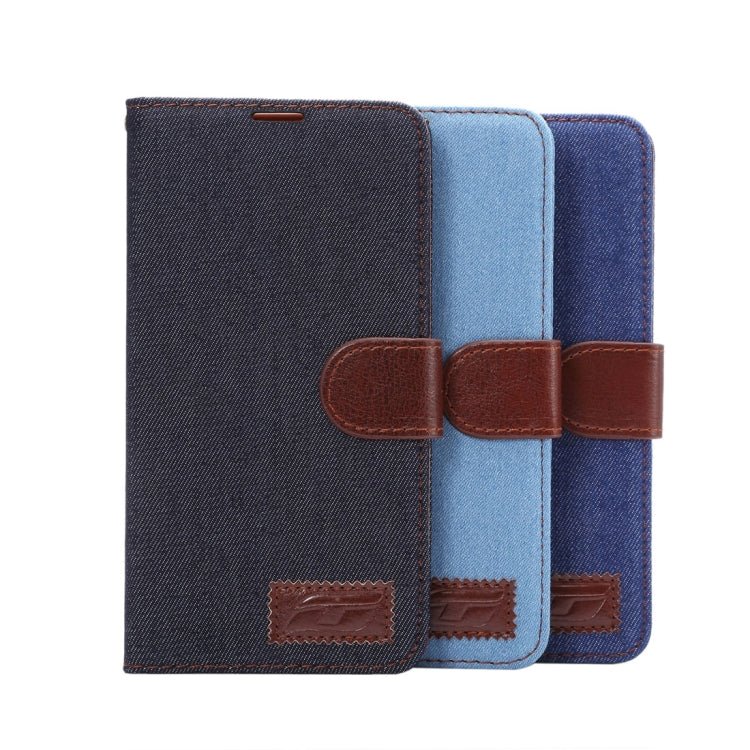For Huawei  Ascend Mate 8 Denim Texture Magnetic Snap Flip Leather Case with Card Slots & Holder