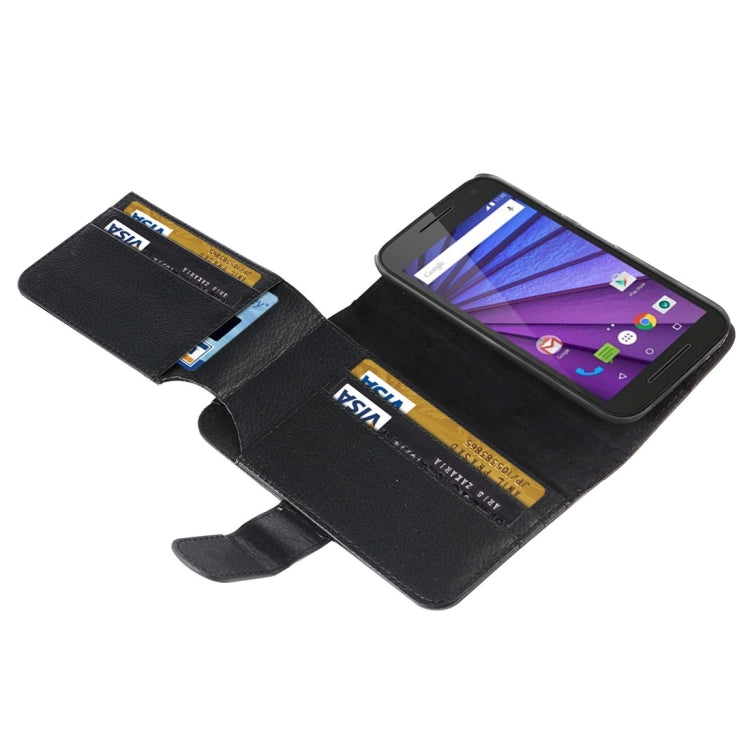 Litch Texture 7 Card Slots Flip Leather Case with Holder for Motorola Moto G(3rd Gen.)(Black)