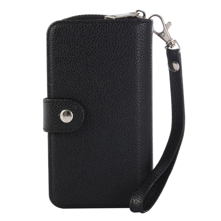 2 in 1 Detachable Litch Texture Plastic Case Leather Wallet with Card Slots & Lanyard for Motorola Moto G(3rd Gen.)(Black)