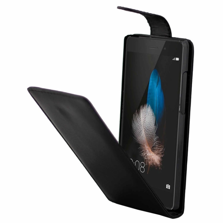 Vertical Flip Magnetic Button Leather Case for Huawei P8 Lite(Black)