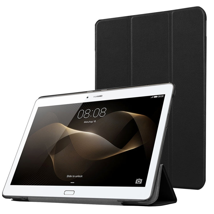 For Huawei  MediaPad M2 10.0 Custer Texture 3-Folding Horizontal Flip Leather Case with Holder