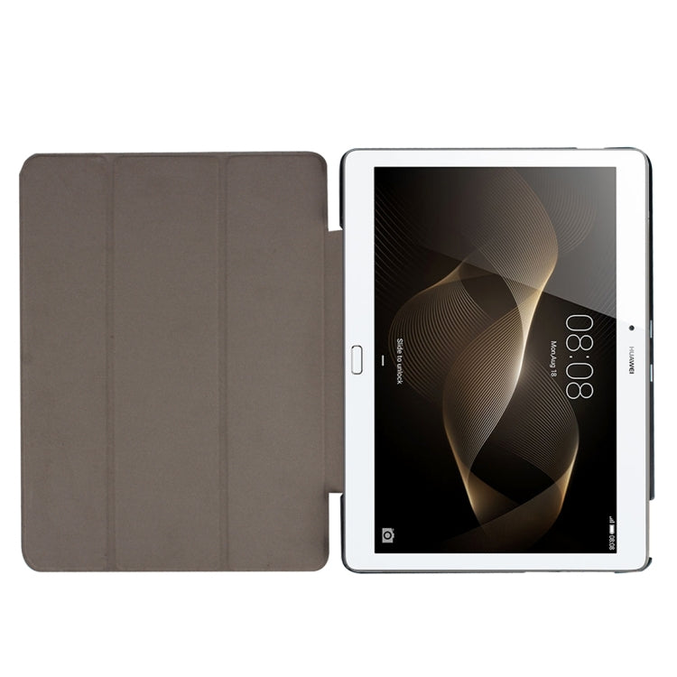 For Huawei  MediaPad M2 10.0 Custer Texture 3-Folding Horizontal Flip Leather Case with Holder
