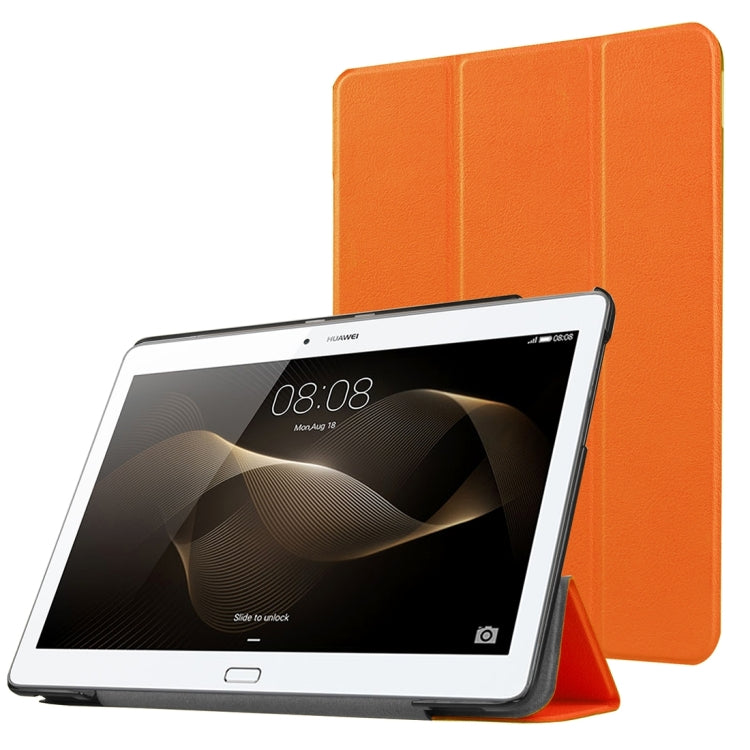 For Huawei  MediaPad M2 10.0 Custer Texture 3-Folding Horizontal Flip Leather Case with Holder