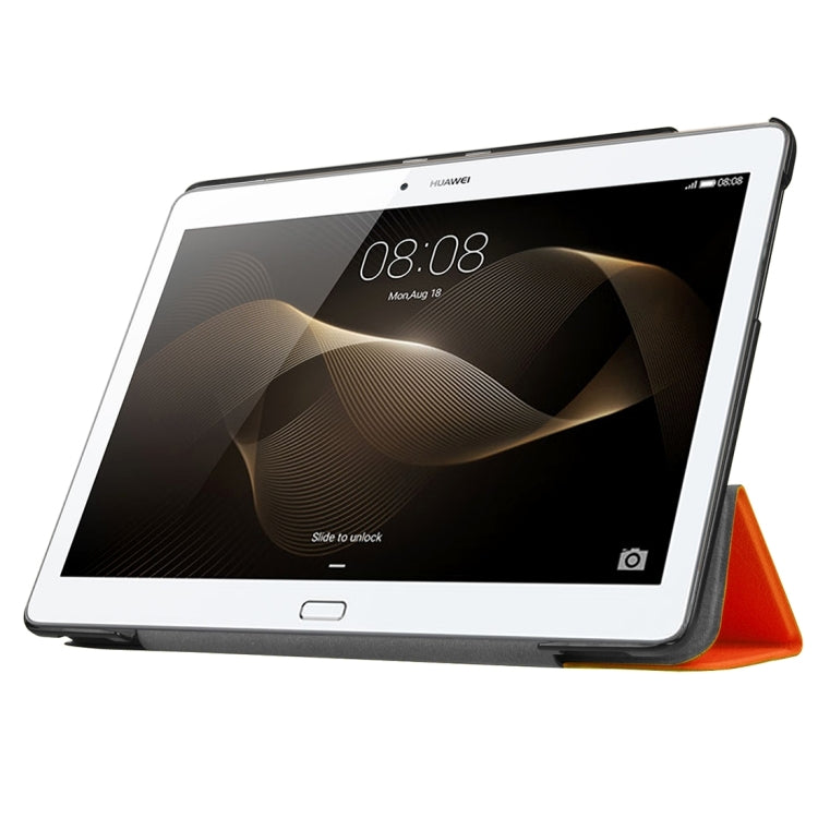 For Huawei  MediaPad M2 10.0 Custer Texture 3-Folding Horizontal Flip Leather Case with Holder