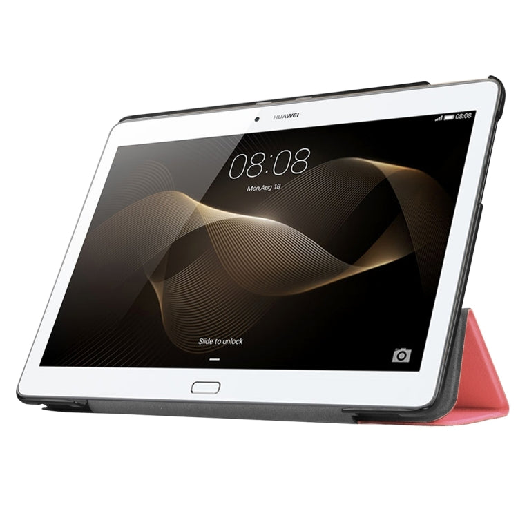 For Huawei  MediaPad M2 10.0 Custer Texture 3-Folding Horizontal Flip Leather Case with Holder