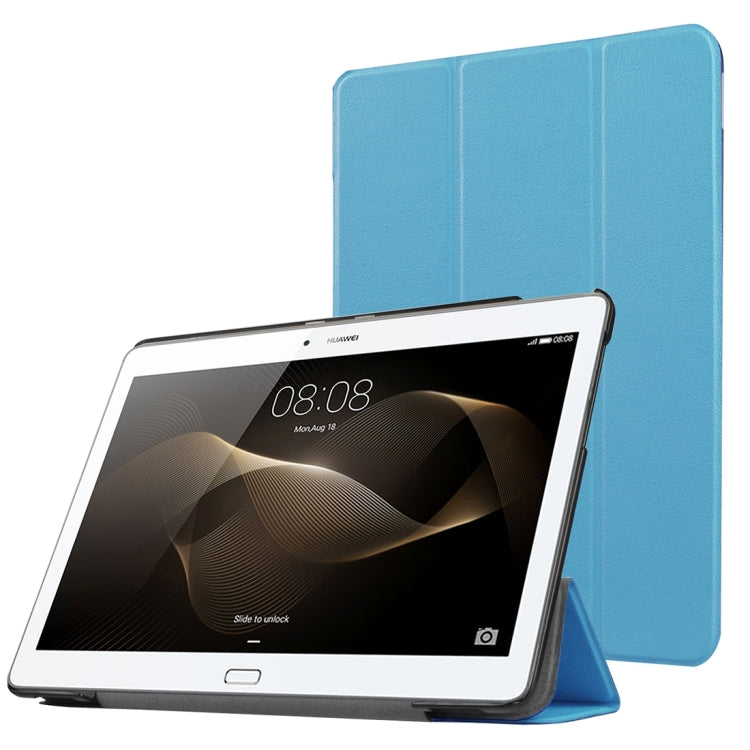 For Huawei  MediaPad M2 10.0 Custer Texture 3-Folding Horizontal Flip Leather Case with Holder