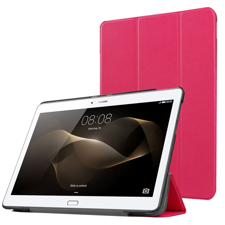 For Huawei  MediaPad M2 10.0 Custer Texture 3-Folding Horizontal Flip Leather Case with Holder
