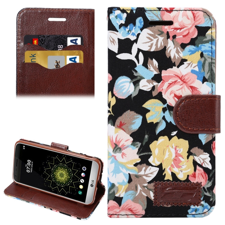 Flower Pattern Cloth Surface Horizontal Flip Leather Case with Holder & Card Slots for LG G5