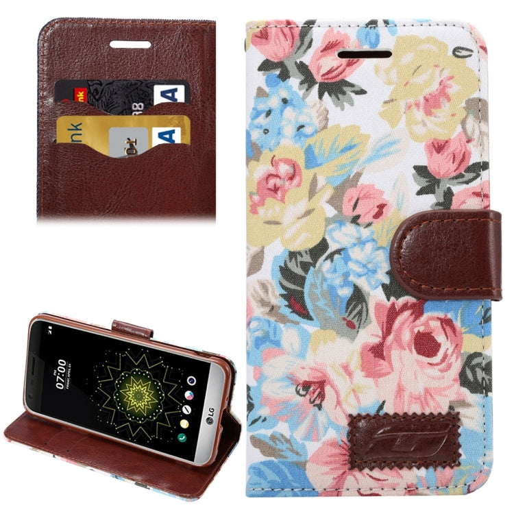 Flower Pattern Cloth Surface Horizontal Flip Leather Case with Holder & Card Slots for LG G5