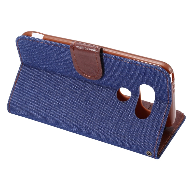Jeans Horizontal Flip Leather Case with Holder & Card Slots for LG G5(Dark Blue)