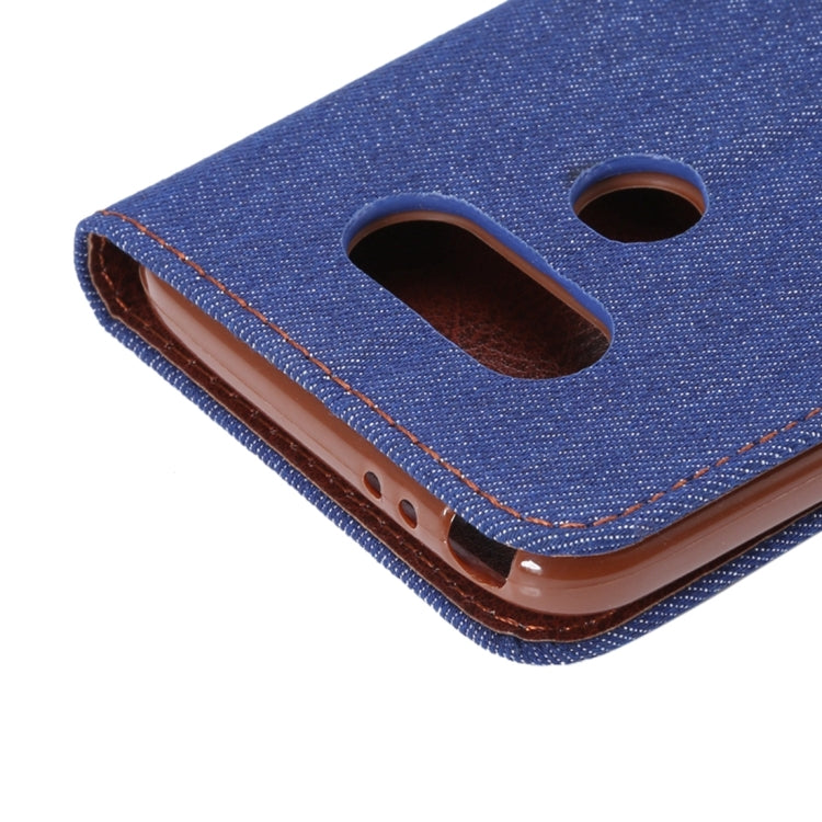 Jeans Horizontal Flip Leather Case with Holder & Card Slots for LG G5(Dark Blue)