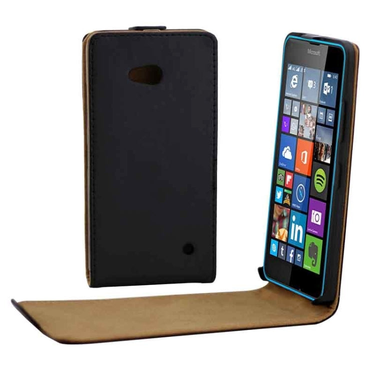 Vertical Flip Magnetic Button Leather Case for Microsoft Lumia 640(Black)