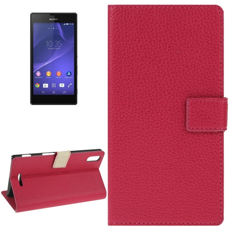 Litchi Texture Flip Leather Case with Holder & Card Slots & Wallet for Sony Xperia T3