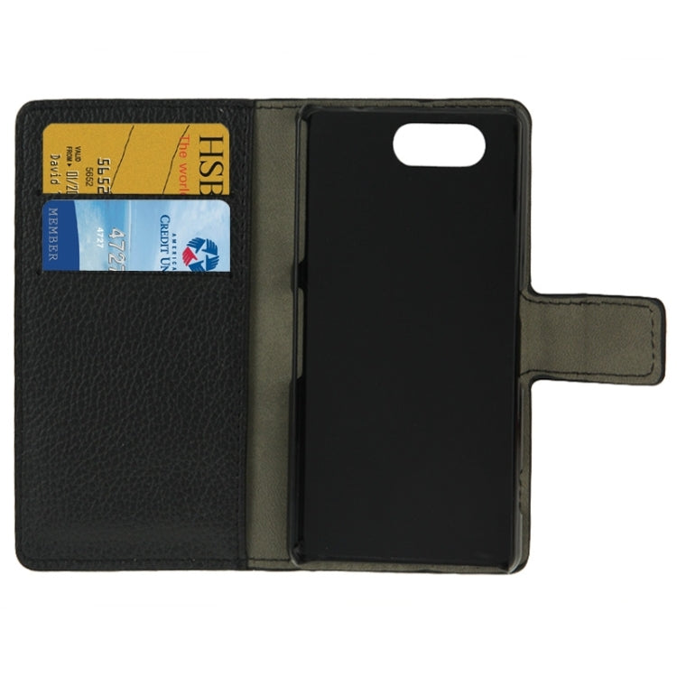 Litchi Texture Flip Leather Case with Holder & Card Slots & Wallet for Sony Xperia Z3 Compact(Black)