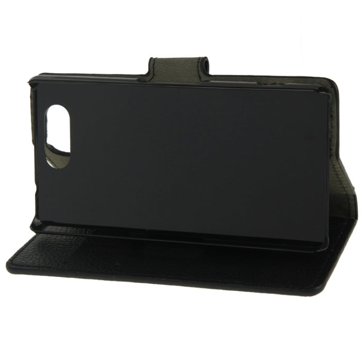 Litchi Texture Flip Leather Case with Holder & Card Slots & Wallet for Sony Xperia Z3 Compact(Black)