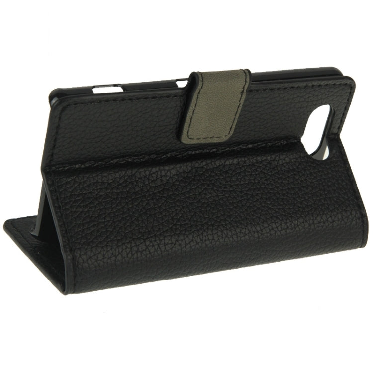 Litchi Texture Flip Leather Case with Holder & Card Slots & Wallet for Sony Xperia Z3 Compact(Black)