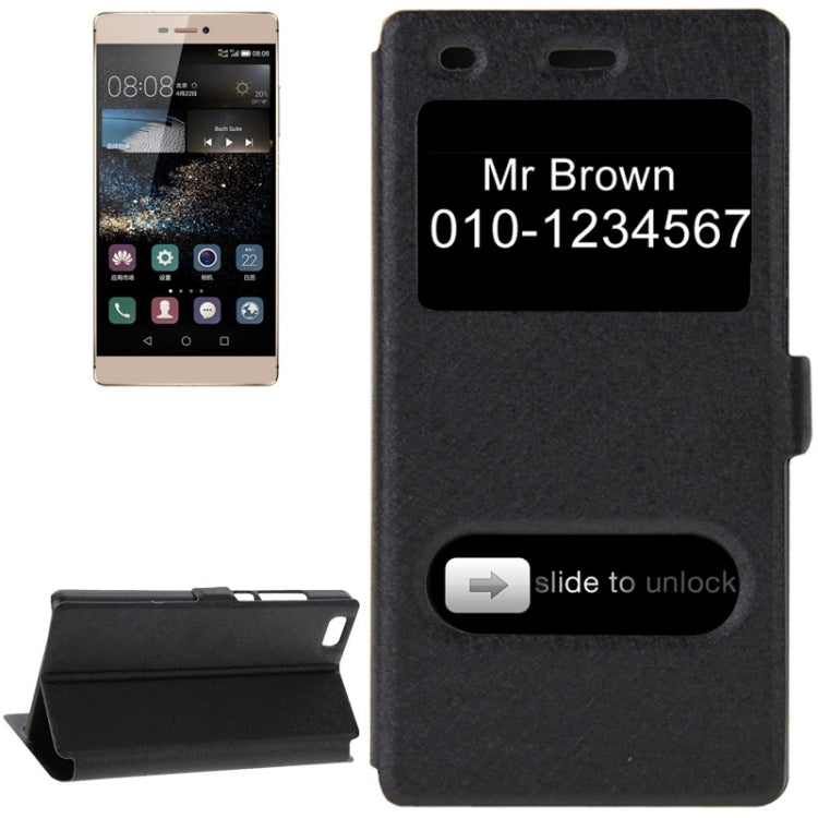 Silk Texture Horizontal Flip Leather Case with Caller ID Display & Holder for Huawei P8 Lite