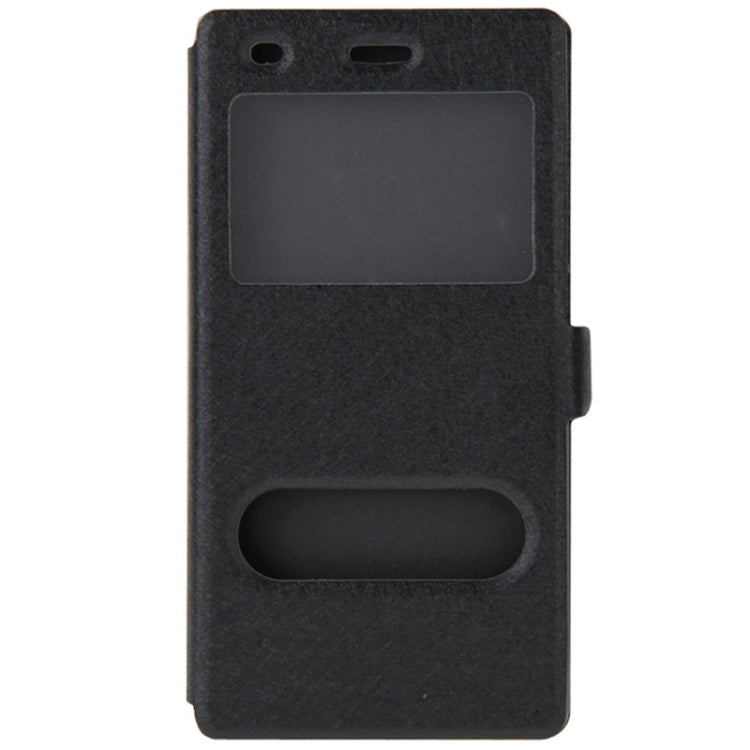 Silk Texture Horizontal Flip Leather Case with Caller ID Display & Holder for Huawei P8 Lite