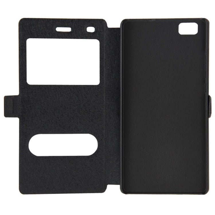 Silk Texture Horizontal Flip Leather Case with Caller ID Display & Holder for Huawei P8 Lite