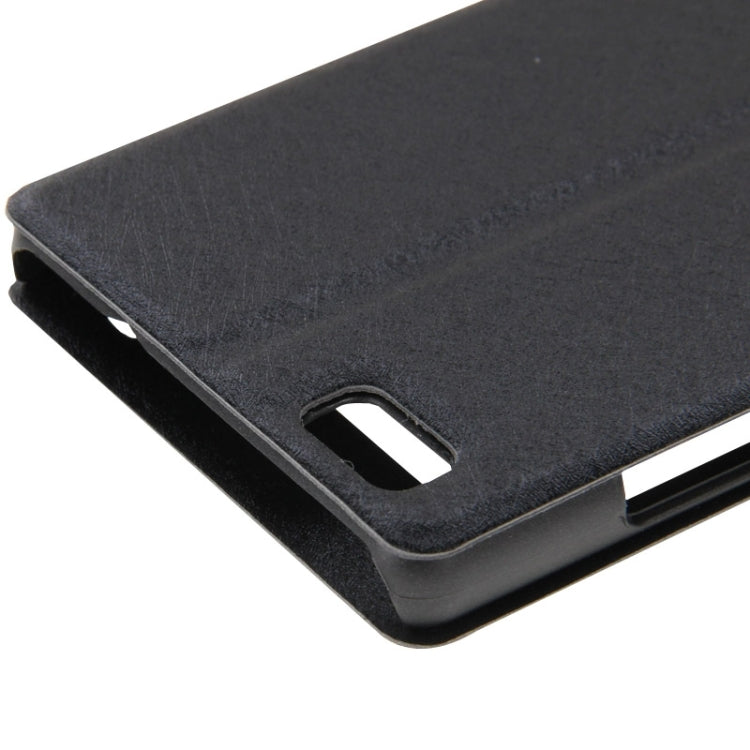 Silk Texture Horizontal Flip Leather Case with Caller ID Display & Holder for Huawei P8 Lite