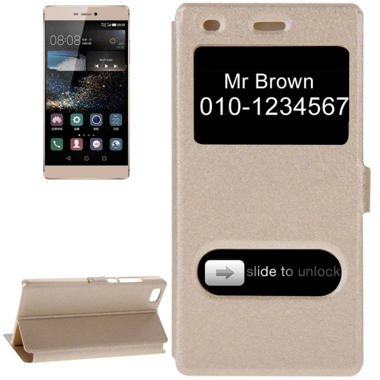 Silk Texture Horizontal Flip Leather Case with Caller ID Display & Holder for Huawei P8 Lite