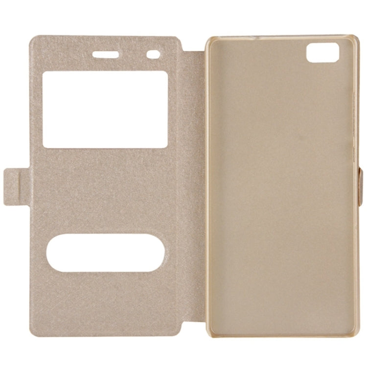 Silk Texture Horizontal Flip Leather Case with Caller ID Display & Holder for Huawei P8 Lite