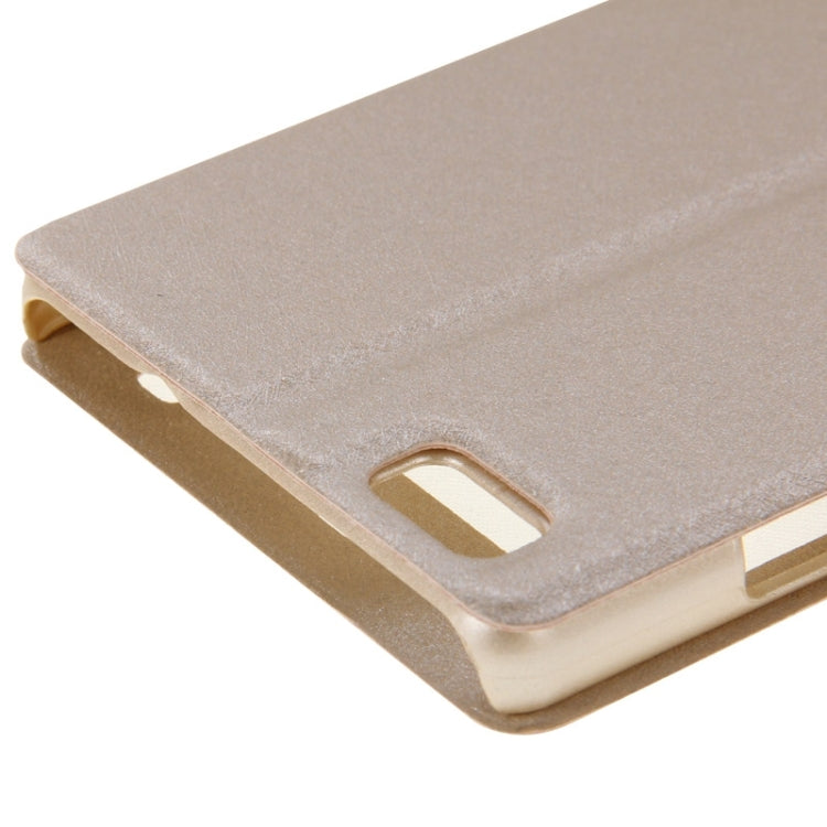 Silk Texture Horizontal Flip Leather Case with Caller ID Display & Holder for Huawei P8 Lite