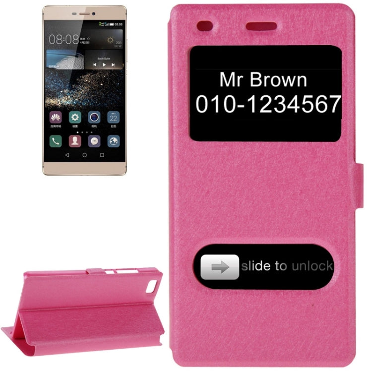 Silk Texture Horizontal Flip Leather Case with Caller ID Display & Holder for Huawei P8 Lite