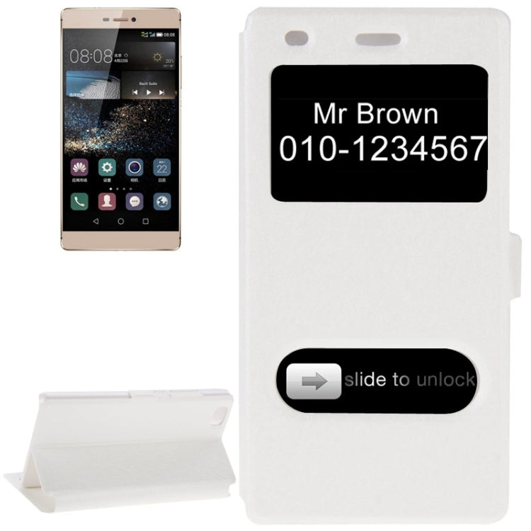 Silk Texture Horizontal Flip Leather Case with Caller ID Display & Holder for Huawei P8 Lite