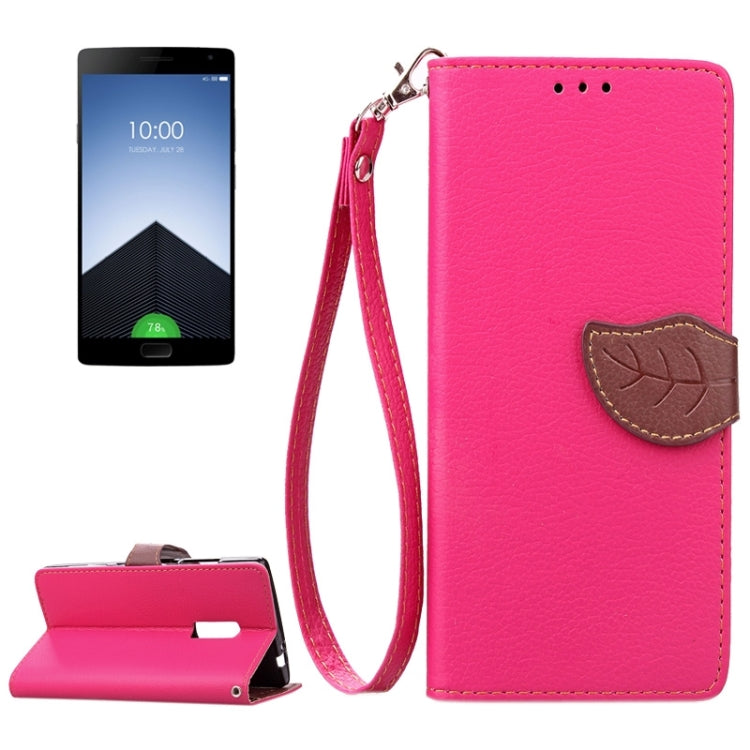 Leaf Magnetic Snap Litchi Texture Horizontal Flip Leather Case with Card Slots & Wallet & Holder & Lanyard for OnePlus 2