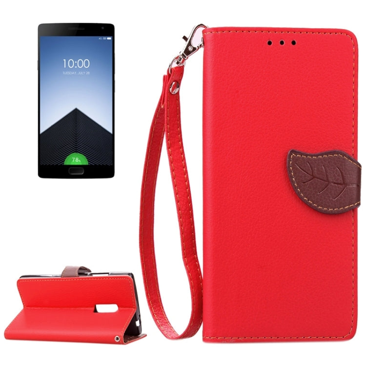 Leaf Magnetic Snap Litchi Texture Horizontal Flip Leather Case with Card Slots & Wallet & Holder & Lanyard for OnePlus 2