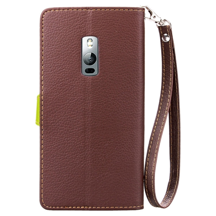 Leaf Magnetic Snap Litchi Texture Horizontal Flip Leather Case with Card Slots & Wallet & Holder & Lanyard for OnePlus 2