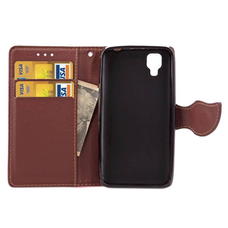 Leaf Magnetic Snap Litchi Texture Horizontal Flip Leather Case with Card Slots & Wallet & Holder & Lanyard for Wiko Sunset