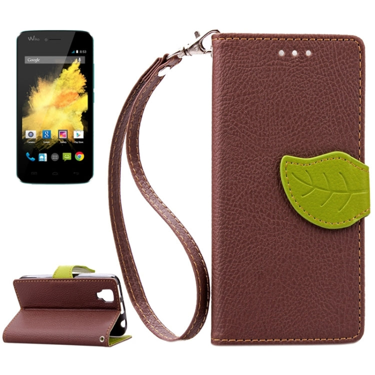 Leaf Magnetic Snap Litchi Texture Horizontal Flip Leather Case with Card Slots & Wallet & Holder & Lanyard for Wiko Sunset