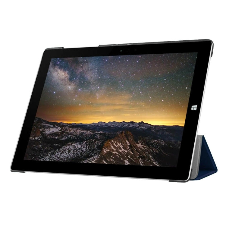 3-folding Karst Texture Horizontal Flip Leather Case with Holder for Microsoft Surface 3