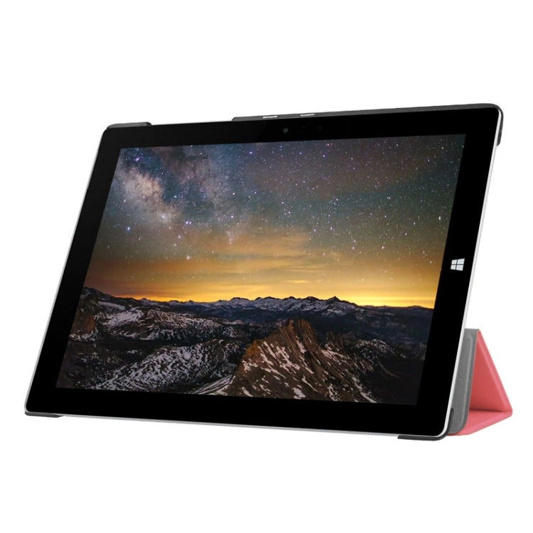 3-folding Karst Texture Horizontal Flip Leather Case with Holder for Microsoft Surface 3