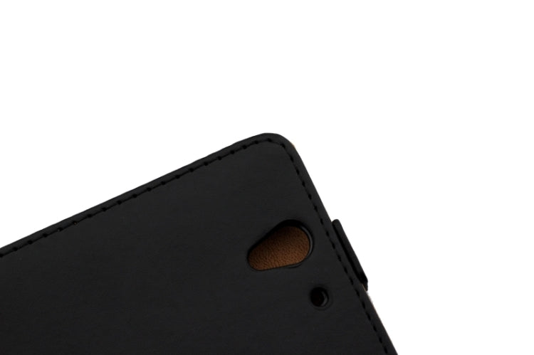 Vertical Flip Magnetic Button Leather Case for Sony Xperia C3 / D2533(Black)