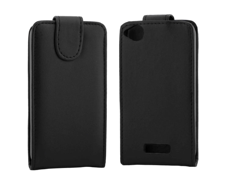 Vertical Flip Solid Color Leather Case for HTC Desire 320(Black)