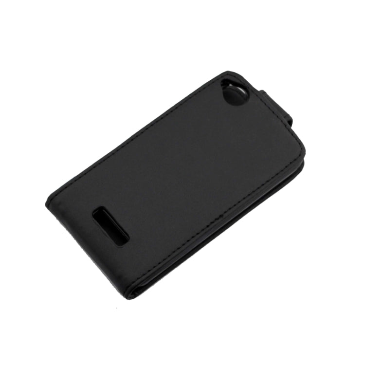 Vertical Flip Solid Color Leather Case for HTC Desire 320(Black)