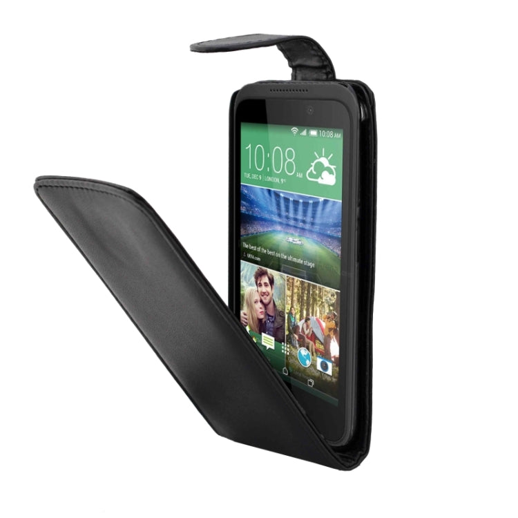 Vertical Flip Solid Color Leather Case for HTC Desire 320(Black)